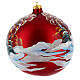 Red Christmas tree ornament winter cottage blown glass 200 mm s4