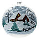 Boule Noël paysage enneigé clôture verre soufflé 200 mm s1