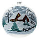 Bola árvore de Natal paisagem nevada casa com cerca vidro soprado branco 200 mm s1