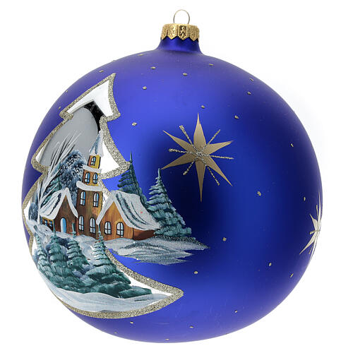 Pallina Natale villaggio albero dorato vetro soffiato 200 mm 2
