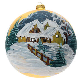 Christmas ball ornament blown glass snowy cottage 2000 mm