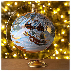 Christmas ball ornament blown glass snowy cottage 2000 mm