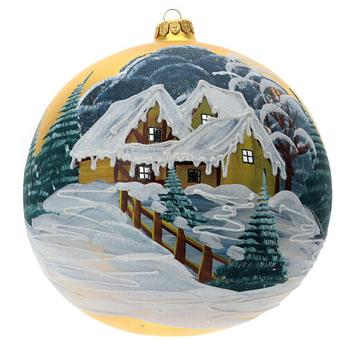 Christmas ball ornament blown glass snowy cottage 2000 mm 1