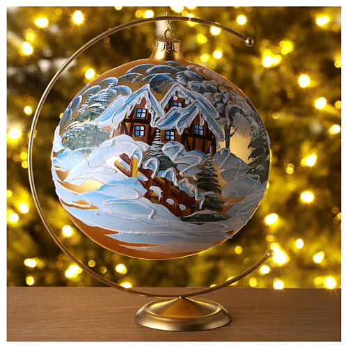 Christmas ball ornament blown glass snowy cottage 2000 mm 2