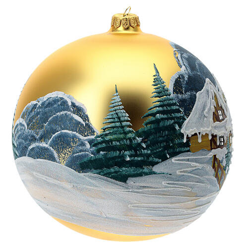 Christmas ball ornament blown glass snowy cottage 2000 mm 4