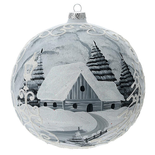 Tree ball white silver lamppost blown glass 200 mm 1