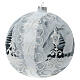 Glass Christmas ball white silver village streetlamp 200 mm s3