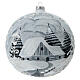 Glass Christmas ball white silver village streetlamp 200 mm s4