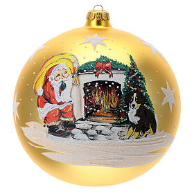 Christbaumkugel aus Glas mit Weihnachtsmann gold, 200 mm