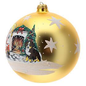 Christbaumkugel aus Glas mit Weihnachtsmann gold, 200 mm