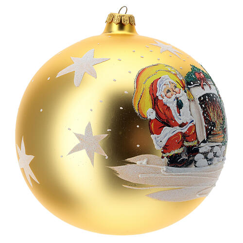 Christbaumkugel aus Glas mit Weihnachtsmann gold, 200 mm 3