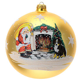 Boule pour sapin Père Noël cheminée verre soufflé 200 mm