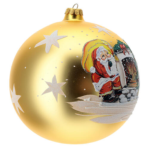 Pallina Natale Babbo focolare vetro soffiato 200 mm 3