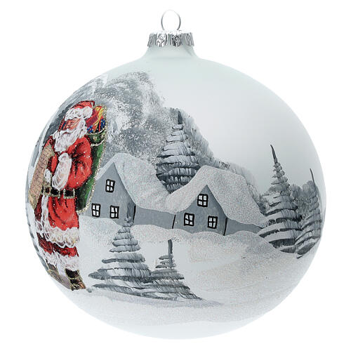 Christbaumkugel aus Glas mit Weihnachtsmann silber, 150 mm 3