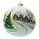 Christmas tree ball Christmas tree 150 mm snowy village yellow sky blown glass s3