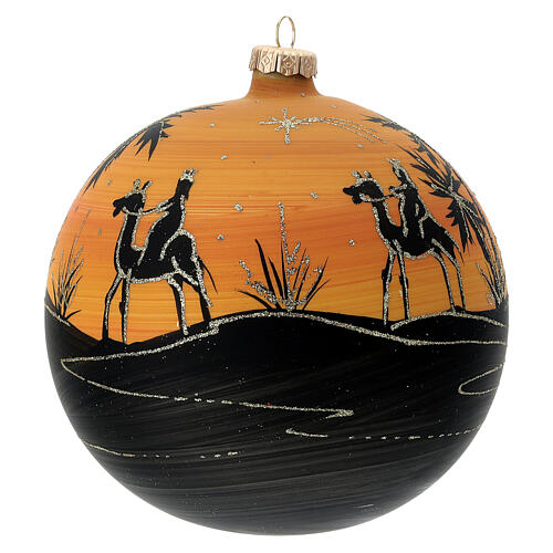 Boule Noël chameaux coucher de soleil verre soufflé 150 mm 1