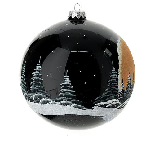 Boule sapin Noël noire lune rouge verre soufflé 150 mm 4