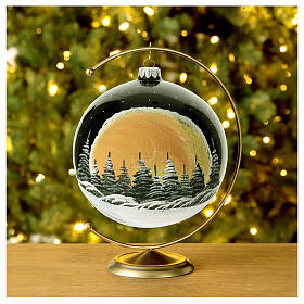 Pallina albero Natale nera luna rossa vetro soffiato 150 mm