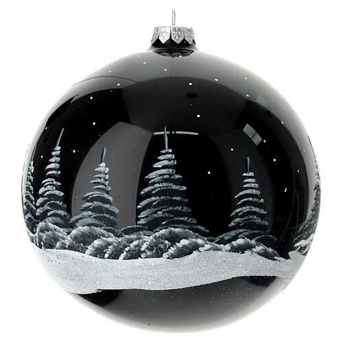 Pallina albero Natale nera luna rossa vetro soffiato 150 mm 3