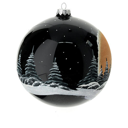 Bola árvore de Natal céu preto com lua cheia laranja vidro soprado 150 mm 8