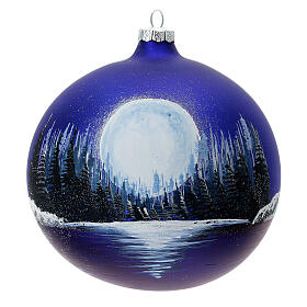 Boule Noël pleine lune lac verre soufflé 150 mm