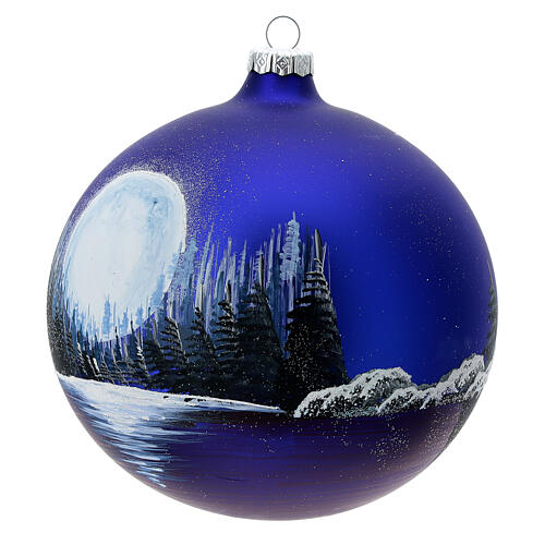 Boule Noël pleine lune lac verre soufflé 150 mm 3