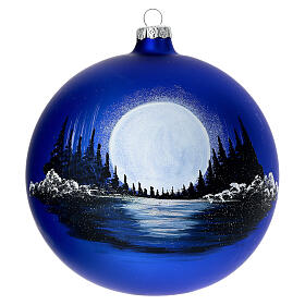 Pallina Natale luna piena lago vetro soffiato 150 mm