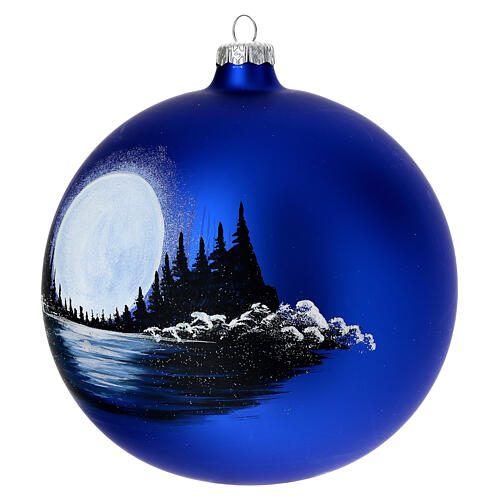 Pallina Natale luna piena lago vetro soffiato 150 mm 3