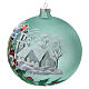 Pallina Natale lanterna agrifoglio vetro soffiato 150 mm s3