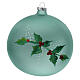 Pallina Natale lanterna agrifoglio vetro soffiato 150 mm s5