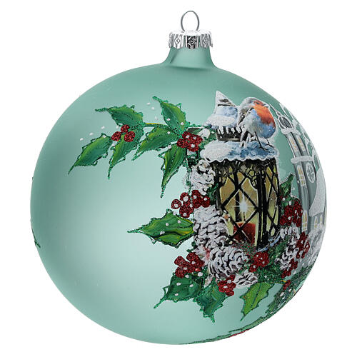 Bola árvore de Natal lanterna e azevinho vidro soprado 150 mm 4