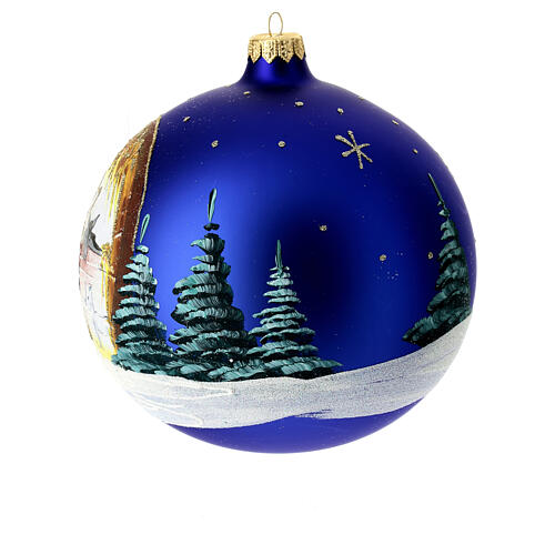 Pallina albero Natale Natività capanna vetro soffiato 150 mm 3