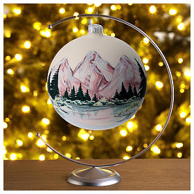 Pallina albero Natale lago alpino vetro soffiato 150 mm