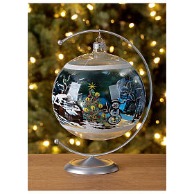 Pallina Natale casetta innevata albero vetro soffiato 150 mm