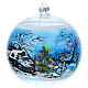 Pallina Natale casetta innevata albero vetro soffiato 150 mm s1