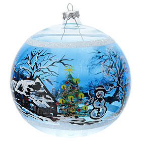 Christmas tree ornament snowy village houses blown glass 150 mm