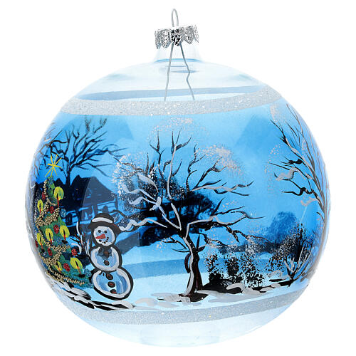 Christmas tree ornament snowy village houses blown glass 150 mm 3