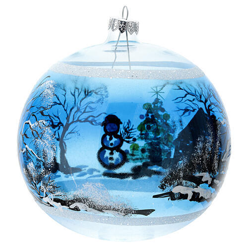 Christmas tree ornament snowy village houses blown glass 150 mm 5