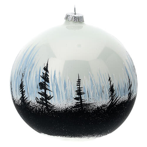 Bola árvore de Natal vidro soprado contraste árvore e céu branco 150 mm 5