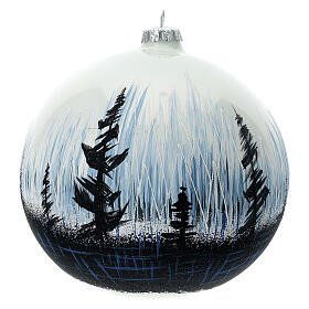 Christmas ball ornament contrasting trees blown glass 150 mm