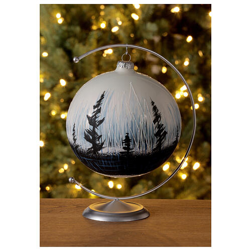 Christmas ball ornament contrasting trees blown glass 150 mm 2