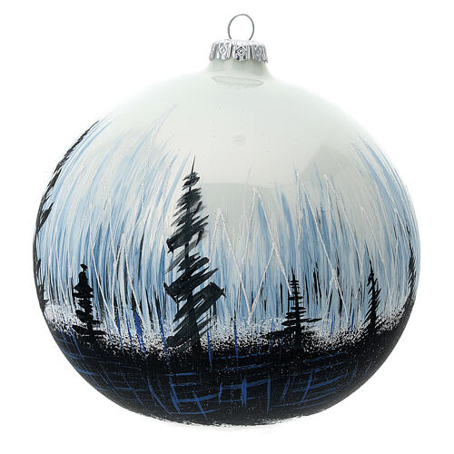 Christmas ball ornament contrasting trees blown glass 150 mm 3