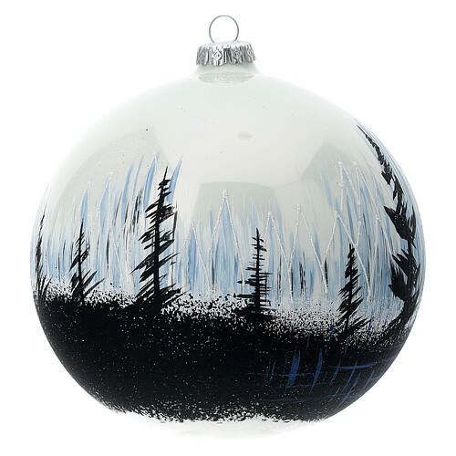 Christmas ball ornament contrasting trees blown glass 150 mm 4