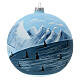 Christmas ball ornament winter slopes green mountains blown glass 150 mm s3