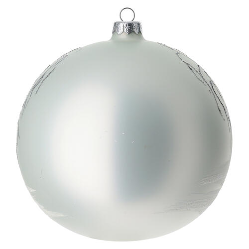 Pallina albero natale bosco bianco nero vetro soffiato 150 mm 5