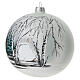 Pallina albero natale bosco bianco nero vetro soffiato 150 mm s3