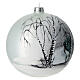 Pallina albero natale bosco bianco nero vetro soffiato 150 mm s4