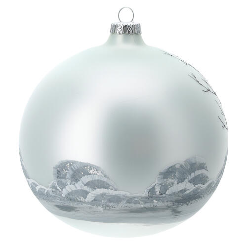Bola árvore de Natal vidro soprado bosque branco e preto 150 mm 5