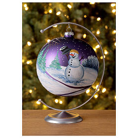 Christmas ball snow lilac background blown glass 150 mm