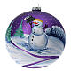 Christmas ball snow lilac background blown glass 150 mm s3